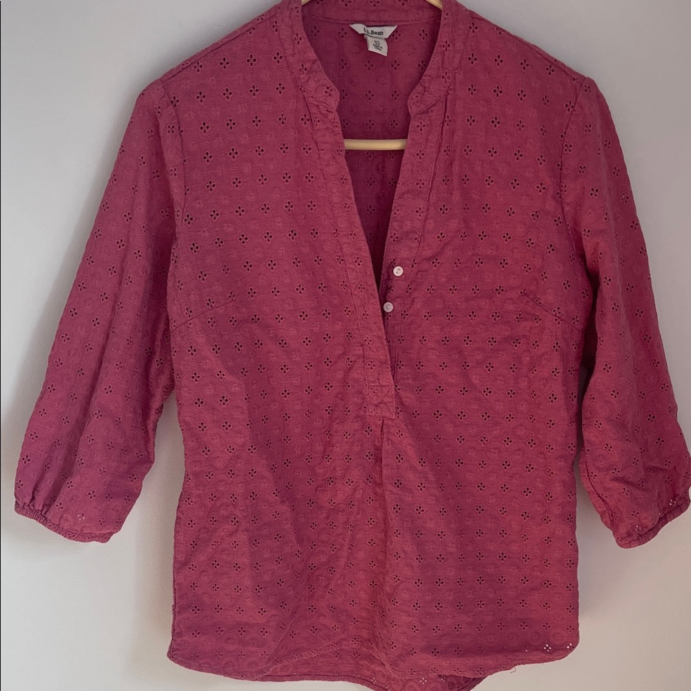 L.L. Bean Rose Eyelet Blouse